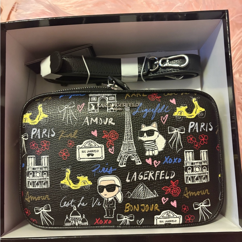 Karl Lagerfeld Black Multicolor Crossbody Bag